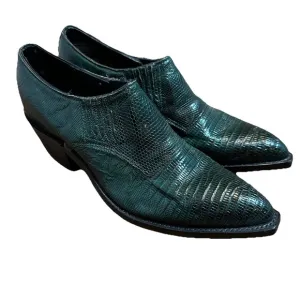 Nocona Green Lizard Leather Western Boots Slip-On Women's Size 7B USA Vintage