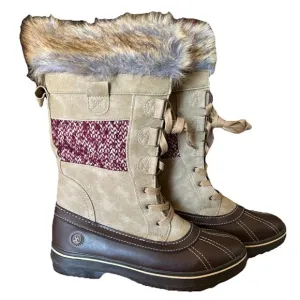 Northside Bishop Cold Weather Fashion Boots Padded Faux Fur Collar Tan/wine  10
