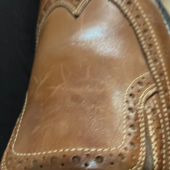 Nunn Bush Brown Leather Slip-On Loafers with Brogue Detailing