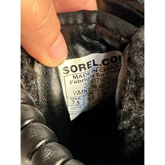 NWOB SOREL Women's Brex Heel Cozy Lace Up Closure Boots Black Sea Salt SZ 7.5