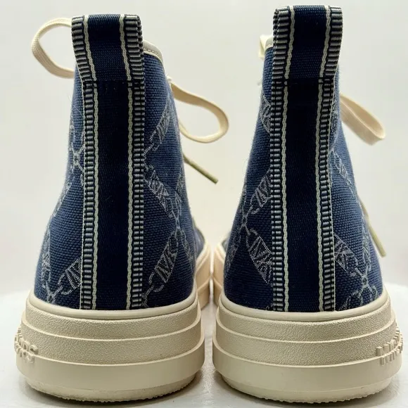 NWOT Michael Kors Envy Empire Logo Blue and Cream High-Top Sneakers Wmns Size 10