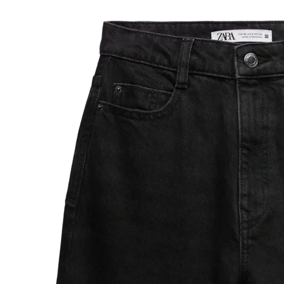 (NWOT) Zara Z1975 High Waist Ankle-Length Mom Jeans – Black, Slim Fit, Size 2