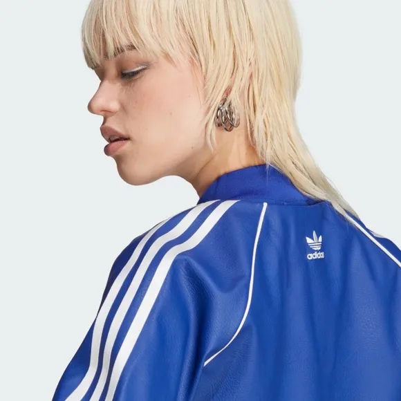 NWT Adidas FAUX LEATHER SST VERSATILE TRACK JACKET, Size