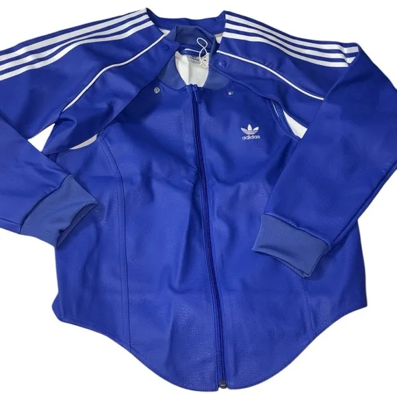 NWT Adidas FAUX LEATHER SST VERSATILE TRACK JACKET, Size
