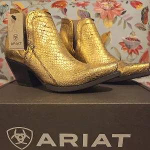 NWT Ariat Women's Exotic Gold Python Dixon Western Booties (6.5)
