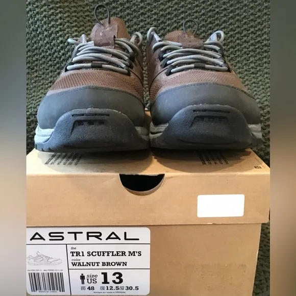 NWT Astral Men’s Brown Scuffler TR1 Hiking Trail Running Shoes, Lace Up; Size 13