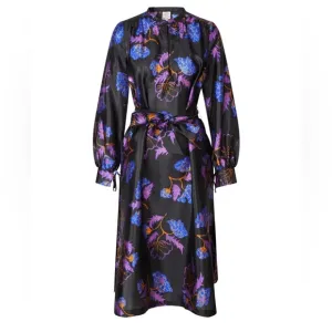 NWT BAUM UND PFERDGARTEN Aradin Dress in Black Ginkgo Floral Black Loose Size 36