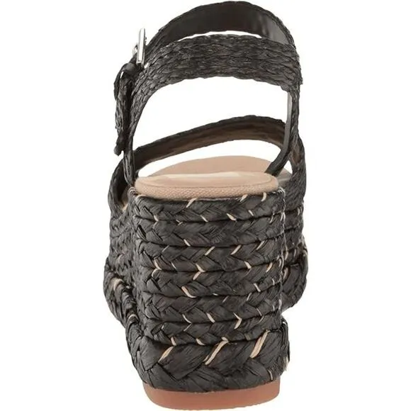 NWT Dolce Vita Womens Black Wedge Tiago Sandals Shoes Size US 8.5