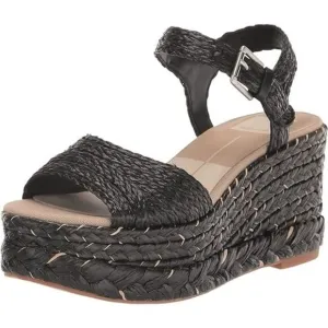 NWT Dolce Vita Womens Black Wedge Tiago Sandals Shoes Size US 8.5