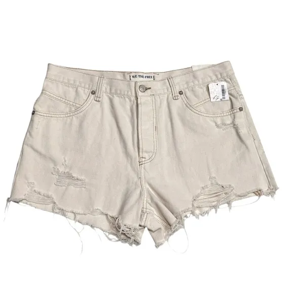 NWT Free People Now Or Never Denim Short in Ecru