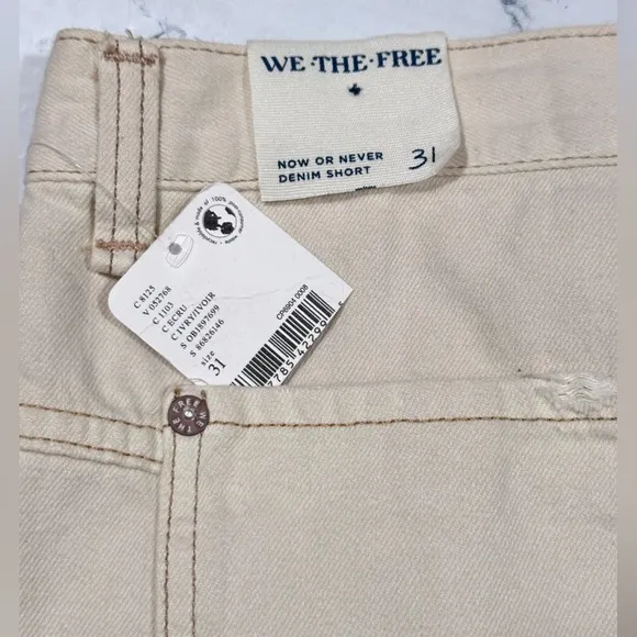 NWT Free People Now Or Never Denim Short in Ecru
