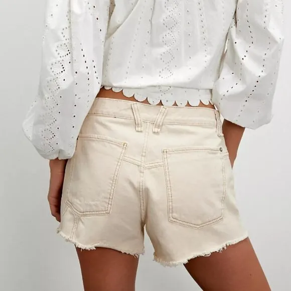 NWT Free People Now Or Never Denim Short in Ecru