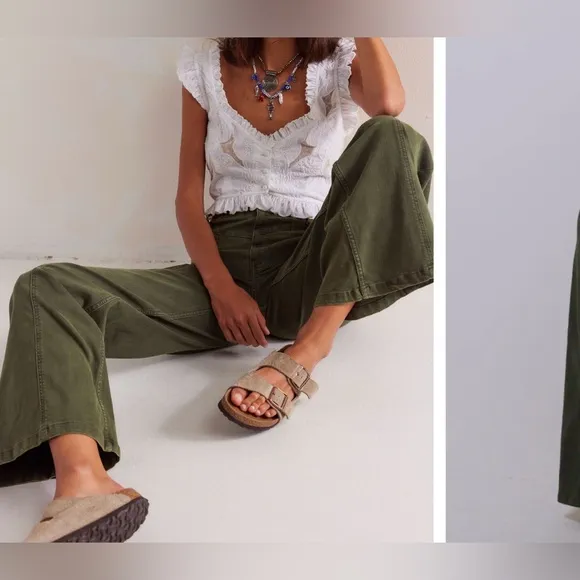 NWT Free People We The Free Libre Wide-Leg Jeans - thyme green - 31