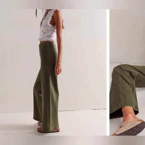 NWT Free People We The Free Libre Wide-Leg Jeans - thyme green - 31