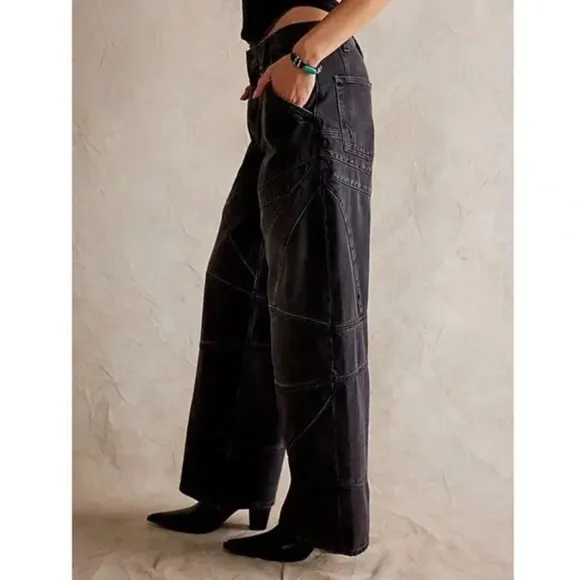 NWT Free People We the Free Unknown Reasons Mid Rise Moto Straight Jeans size 27