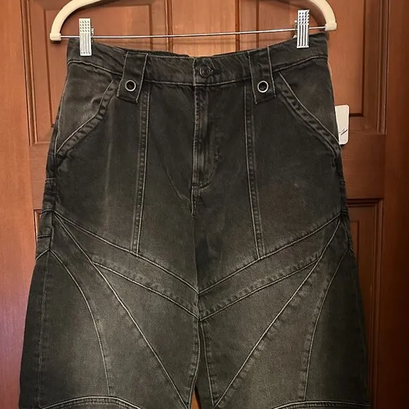 NWT Free People We the Free Unknown Reasons Mid Rise Moto Straight Jeans size 27