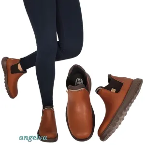 NWT Hey Dude womens Branson Chelsea boots craft leather cognac brown pull on