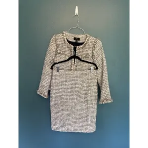 NWT J. Crew Gray Metallic Twead Matching Skirt and Jacket Set Fringe Sz. 6