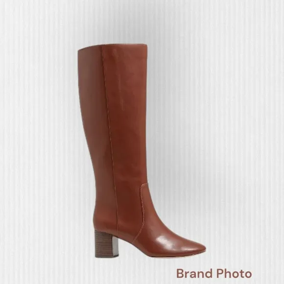 NWT J. Crew Knee High Heeled Boots with Block Heel and Rounded Toe Women Size 10