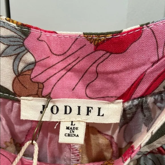 NWT Jodifl Large Sienna Sunset Boho Maxi dress Retro Floral Shift Flowy Flutter