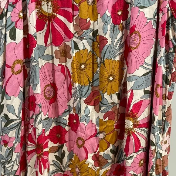 NWT Jodifl Large Sienna Sunset Boho Maxi dress Retro Floral Shift Flowy Flutter