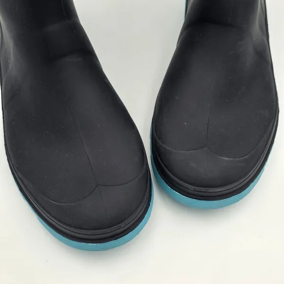 NWT Kamik Raindrops Rubber Rain Boots, Navy/Teal Big Kids Size 6 (Unisex)