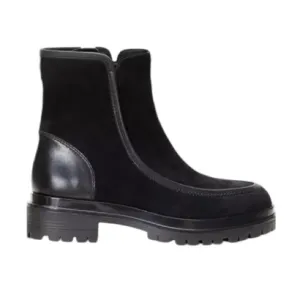 NWT Lauren Ralph Lauren Leather Black Colbie Ankle Boots   gold tone logo LRL 8
