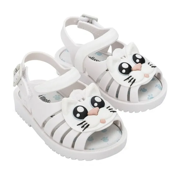 NWT MINI MELISSA Francxs Kids Cat Sandals White/Black Size 7T Unisex