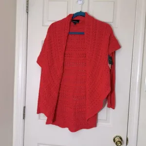 NWT Orange Shrug Style Crochet Cardigan Size Large