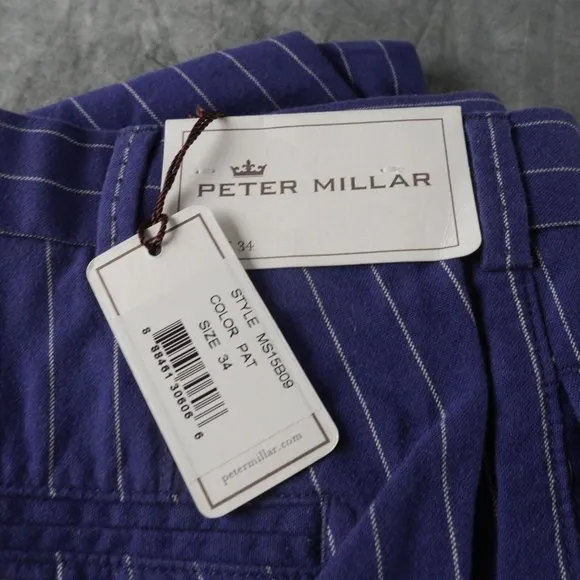 NWT Peter Millar Linen/Cotton Blend Pinstripe Shorts NAVY  34 Waist $115 ANB