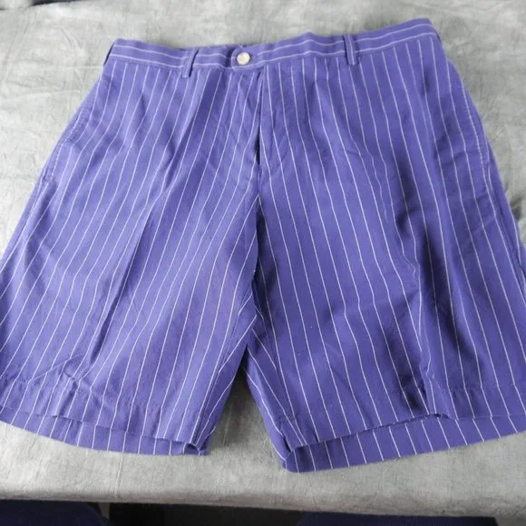 NWT Peter Millar Linen/Cotton Blend Pinstripe Shorts NAVY  34 Waist $115 ANB