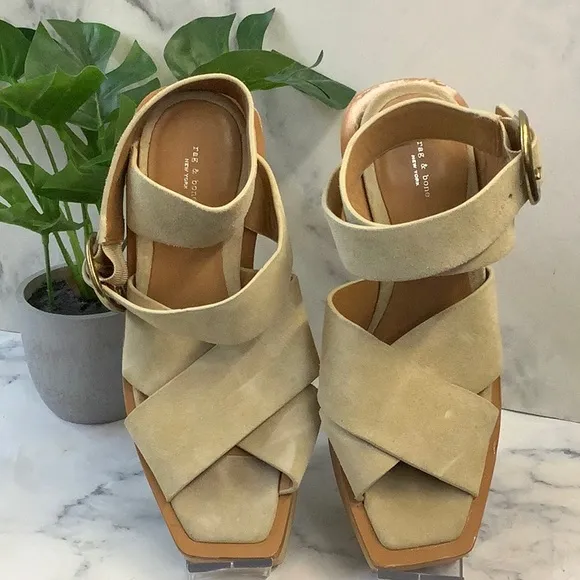 NWT Rag and Bone Tan Suede Women Sandals Size 6.5