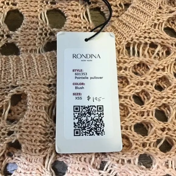 Nwt Rondina Sweater Pointelle Blush Pull Over Blush Peach Size XS