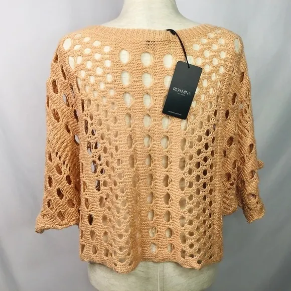 Nwt Rondina Sweater Pointelle Blush Pull Over Blush Peach Size XS