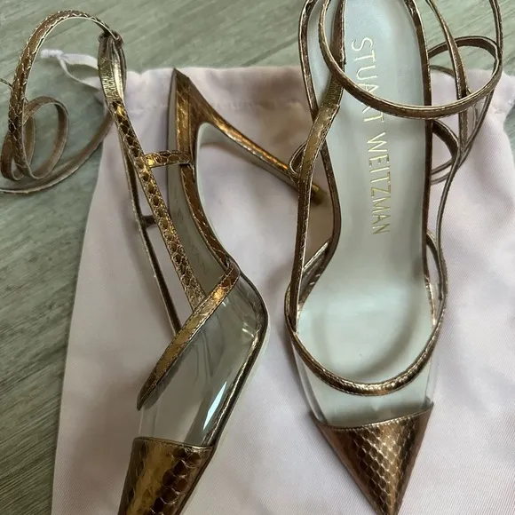 NWT Stuart Weitzman Bronze Heeled Sandals
