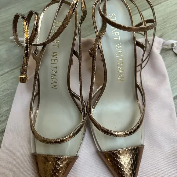 NWT Stuart Weitzman Bronze Heeled Sandals