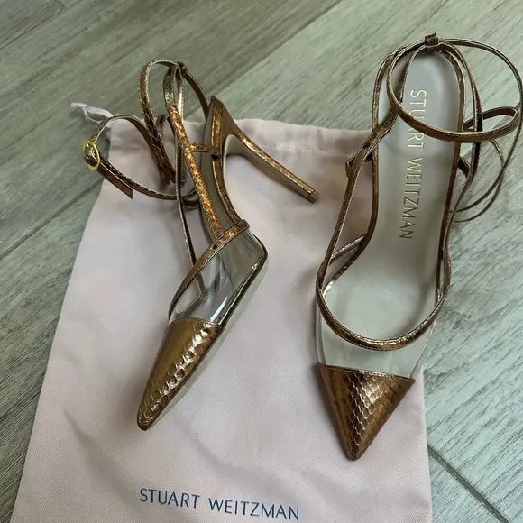 NWT Stuart Weitzman Bronze Heeled Sandals