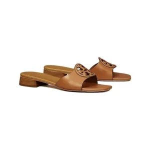 NWT TORY BURCH Womens Brown Slip On Leather Slide Sandals Shoes 7.5 M