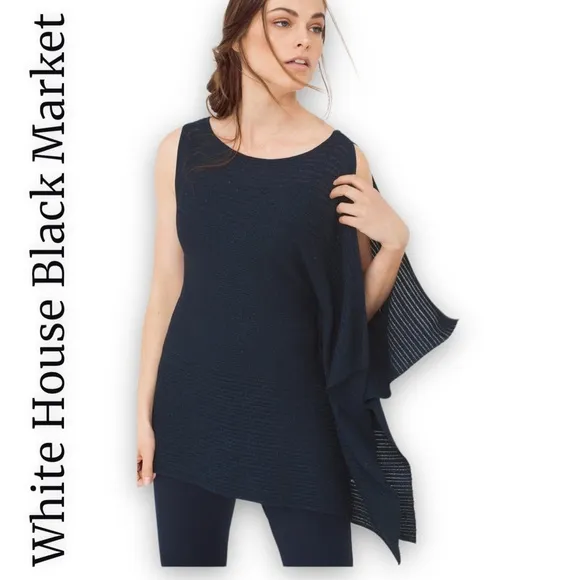 NWT WHBM Asymmetric drape sleeve Shimmer Sweater