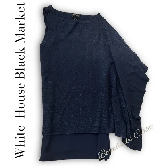 NWT WHBM Asymmetric drape sleeve Shimmer Sweater