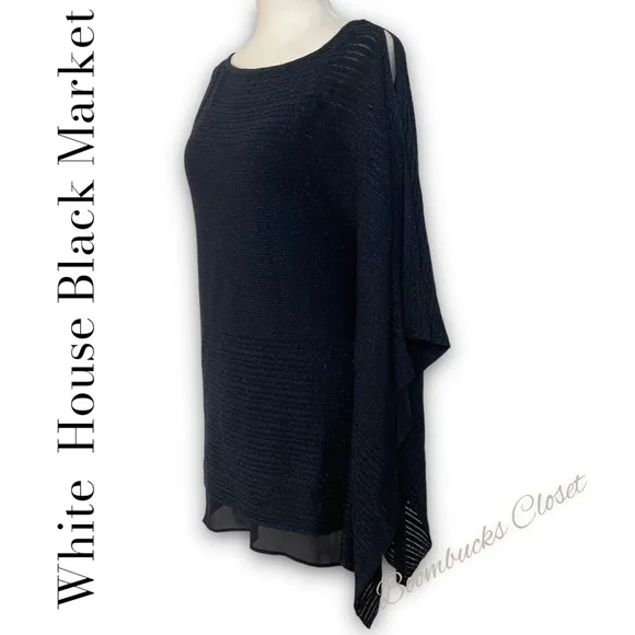 NWT WHBM Asymmetric drape sleeve Shimmer Sweater
