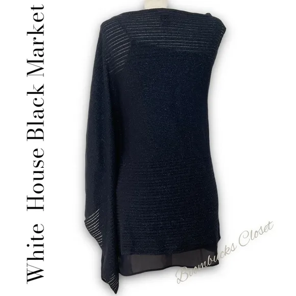 NWT WHBM Asymmetric drape sleeve Shimmer Sweater