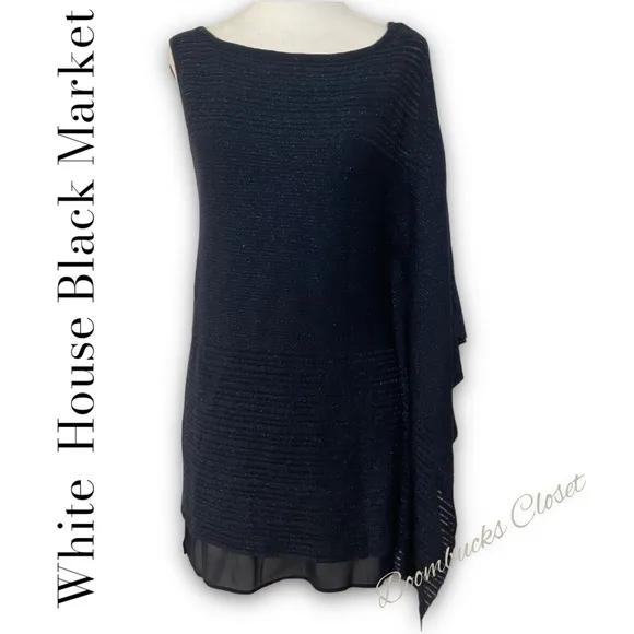 NWT WHBM Asymmetric drape sleeve Shimmer Sweater