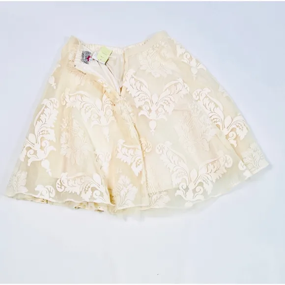 NWT YOANA BARASCHI ANTHROPOLOGY Skirt 8 Ivory Floral Tule Full Retro