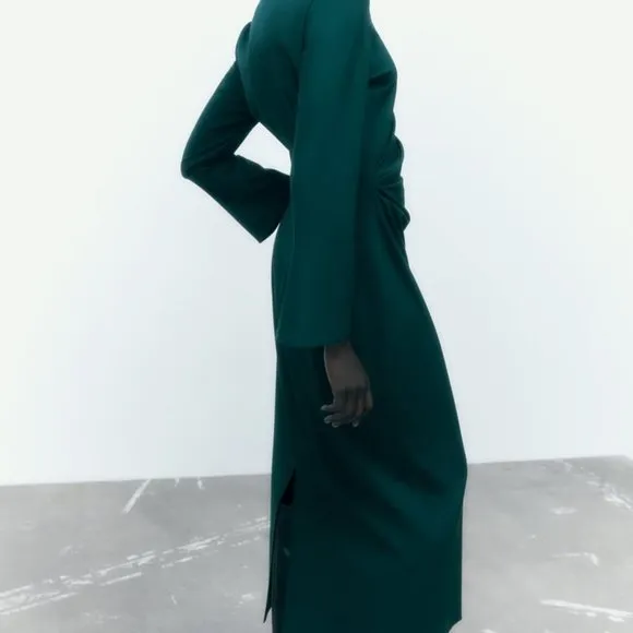 NWT ZARA SIDE RUCHED TUBULAR MIDI DRESS/ZARA FORMAL WORK DRESS