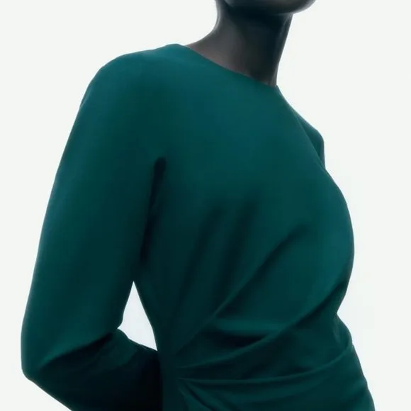 NWT ZARA SIDE RUCHED TUBULAR MIDI DRESS/ZARA FORMAL WORK DRESS