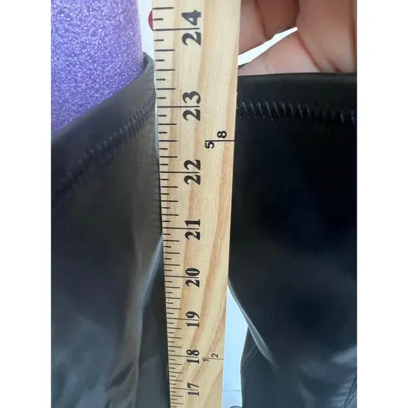 NWT Zara Tall Over The Knee Black Vegan Leather Square Toe Pull On Boots Sz 9