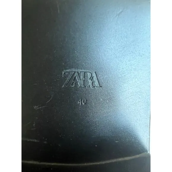 NWT Zara Tall Over The Knee Black Vegan Leather Square Toe Pull On Boots Sz 9