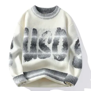 Obsidian Phoenix Luxury Wool Christmas Sweater - High-End Thick Warm Korean Harajuku Men’s Jumper