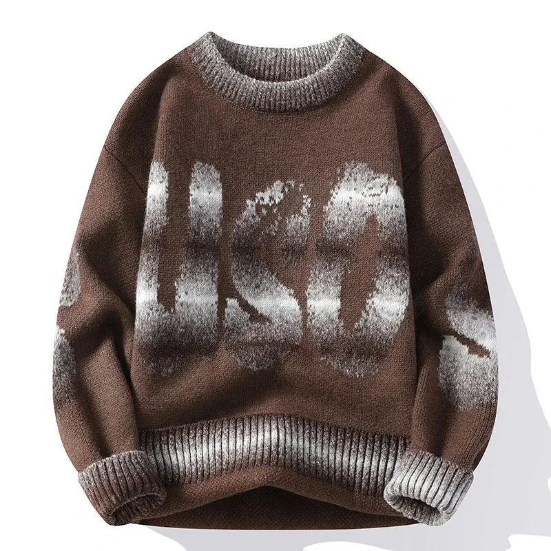 Obsidian Phoenix Luxury Wool Christmas Sweater - High-End Thick Warm Korean Harajuku Men’s Jumper